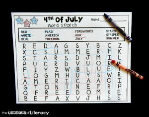 4th of July Word Search  The Letters of Literacy